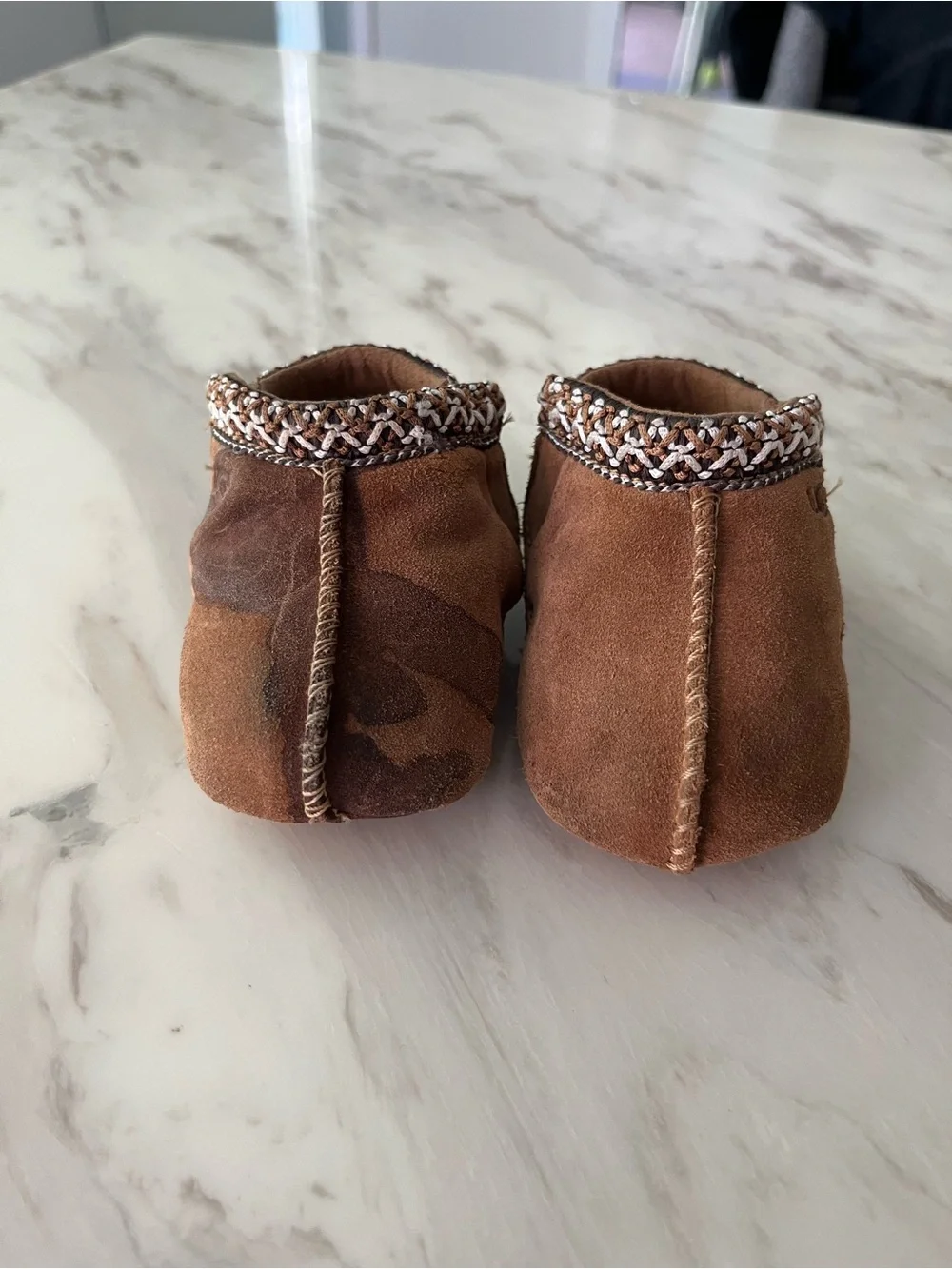 UGG Brown Suede Baby Cozy Moccasins with Trim